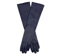 Women's Single-Point Long Above-Elbow Lined Leather Gloves - NAVY / S