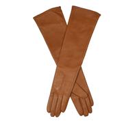 Women's Single-Point Long Above-Elbow Lined Leather Gloves - SADDLE / L