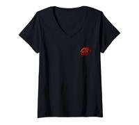 Women's Single RedRose Graphic at Pocket Patch Love Red Roses Flower V-Neck T-Shirt