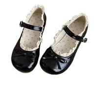 Women's Single Shoes Spring Round Head Shallow Mouth Butterfly Knot Metal Buckle Soft Sole Non-Slip Flat(Black,36)