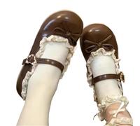 Women's Single Shoes Spring Round Head Shallow Mouth Butterfly Knot Metal Buckle Soft Sole Non-Slip Flat(Color 1,36)