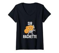 Womens Sir Rachette Cheese Knight Humor Fun V-Neck T-Shirt