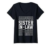 Womens Sister in Law Funny Layered Text Mother's Day Sis V-Neck T-Shirt