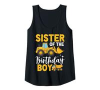 Womens Sister of The Birthday Boy Construction Trucks Tank Top