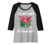 Womens Sistermingo Full-Time Sister Flamingo Dabbing Raglan Baseball Tee
