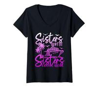Women's Sisters Don't Let Sisters Cruise Alone Cruise Vacation Trip V-Neck T-Shirt
