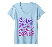 Women's Sisters Don't Let Sisters Cruise Alone Cruise Vacation Trip V-Neck T-Shirt