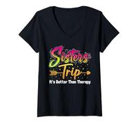 Womens Sisters' Weekend Getaway Better Than Therapy Fun Souvenir V-Neck T-Shirt