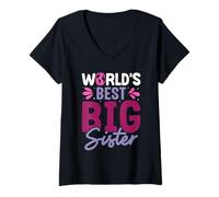 Womens Sisters World's Greatest Big SIS Funny Siblings V-Neck T-Shirt