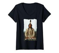 Women's Sitting Bull Native American Chief Lakota Sioux Indians V-Neck T-Shirt