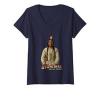 Women's Sitting Bull Native American Chief Lakota Sioux Indians V-Neck T-Shirt