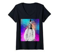 Womens Sitting Bull Native American Indian Chief Lakota Sioux Pride V-Neck T-Shirt