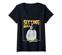 Womens Sitting Bull Native American Indian Icon Lakota Sioux V-Neck T-Shirt