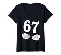 Womens Six Seven 6 7 Funny 67 Gen Alpha Slang 6-7 Meme School V-Neck T-Shirt