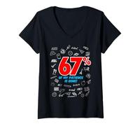 Womens Six Seven 6 7 Meme, 67% of My Patience is Gone Funny Teacher V-Neck T-Shirt