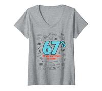 Womens Six Seven 6 7 Meme, 67% of My Patience is Gone Funny Teacher V-Neck T-Shirt