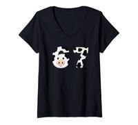 Womens Six Seven 67 Cow Print Numbers 6 and 7 Animal Whisperer Farm V-Neck T-Shirt