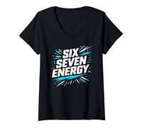Women's Six Seven 67 Energy Bold Attitude Vibes Graphic Design V-Neck T-Shirt