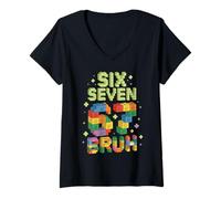 Women's Six Seven 67 Kids Brick Builder Bricks Building Blocks V-Neck T-Shirt