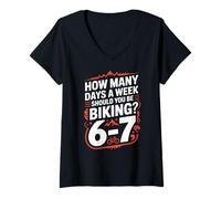 Womens Six Seven Biking Meme How Many Days 6-7 V-Neck T-Shirt