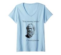 Womens Six Seven Bruh Funny Genalphacus Sarcastic Greek Philosophy V-Neck T-Shirt