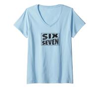 Womens Six Seven Gen Alpha Slang 6 7 Funny Slang Sayings V-Neck T-Shirt