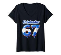 Womens Six Seven Ice Cream Drip 6 7 Kids Meme 67 El Salvador Flag V-Neck T-Shirt