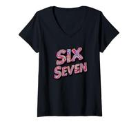 Womens Six Seven Meme Whatever Answer to All Questions Fun V-Neck T-Shirt