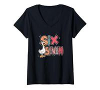Womens Six Seven Silly Goose Meme Whatever Answer All Questions Fun V-Neck T-Shirt