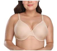 Women's Size Bra Set Smooth Thin Cup Underwear Large Breasts with Steel Rings Bra Bustier, khaki, 36G