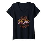 Womens Size Matters... Especially in Fonts - Retro Typography Tease V-Neck T-Shirt