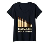 Womens Size Matters - Funny Gun Lover Bullets T-shirt V-Neck T-Shirt