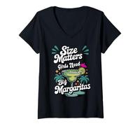 Womens Size Matters Girls Need Big Margaritas Womens Dark V-Neck T-Shirt