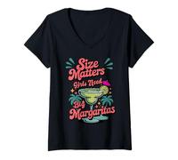 Womens Size Matters Girls Need Big Margaritas Womens Light Gift V-Neck T-Shirt