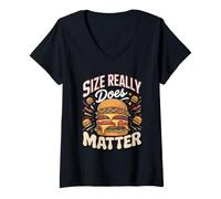 Women's Size Really Does Matter Burger Burger Cheeseburger Foodie V-Neck T-Shirt