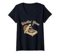 Womens Sizzlin' Slow Turtle DJ Grill's Master V-Neck T-Shirt