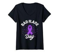 Womens Sjogren's Syndrome Bad Flare Sjogren's Syndrome Awareness V-Neck T-Shirt