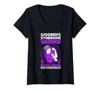 Women's Sjogrens Syndrome Syndrome Warrior V-Neck T-Shirt