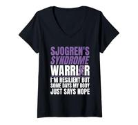 Womens Sjogren's Syndrome Warrior Resilient But My Body Says Nope V-Neck T-Shirt