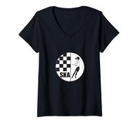 Womens Ska Girl Ska Boy Checkered V-Neck T-Shirt