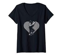 Womens Ska heart and dancer - ska music rude boy V-Neck T-Shirt