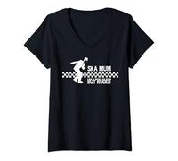 Womens SKA MUM reggae ska clothing for women Skinhead Mod Ska V-Neck T-Shirt