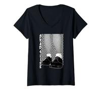 Womens Ska'd 4 Life - 2-Tone Ska Rude Boy Reggae Girl - Ska Music V-Neck T-Shirt