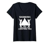 Women's Skanking Around The Christmas Tree Festive Ska V-Neck T-Shirt