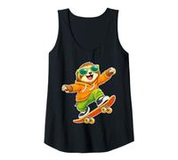 Womens Skateboard Sloth Riding Skateboard Skater Graphic Tank Top