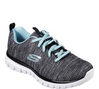 Skechers Graceful Twisted Fortune Womens Trainers 4 UK Black/Turquoise