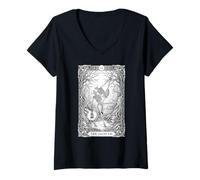 Womens Skeleton Dancer with Lantern Gothic Dark Fantasy Occult V-Neck T-Shirt