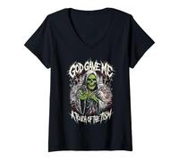 Women's Skeleton God Gave Me A Touch of the 'Tism - Badass Skeleton V-Neck T-Shirt