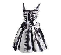 Women's Skeleton Halloween Dress, White Sleeveless Rockabilly Party Costume Gothic Vintage Skull Print Cocktail Dress casual comfortable Plus Size halloween Costumes
