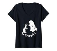 Women's Skeleton Hand Boop On A Ferret Nose Funny Halloween Graphic V-Neck T-Shirt